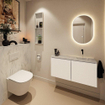 MONDIAZ TURE-DLUX Meuble toilette - 100cm - Talc - EDEN - vasque Opalo - position droite - sans trou de robinet SW1104167