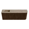 Mondiaz JOYA-DLUX 111.6cm toiletmeubel - ronding rechts kleur Walnut - Wastafel FAYE positie Links Zonder kraangat kleur Arena. SW1424361