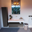 Mondiaz ALAN-DLUX Ensemble de meuble - 120cm - meuble Dark grey mat - 1 tiroir - Lavabo Cloud Ostra suspendu - vasque Centre - 0 trous de robinet SW807020