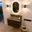Mondiaz CIRO-DLUX Meuble de salle de bains - 90x45x50cm - Lavabo solid surface Oza - 1 vasque centrale - sans trous de robinetterie - 2 tiroirs - Shadow SW1532667