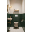 QeramiQ Dely Swirl Ensemble de toilette - réservoir encastré QeramiQ Flush - abattant slim - plaque de commande en métal blanc mat - boutons rectangulaires - beige SW1578363
