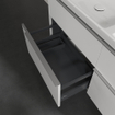 Villeroy & Boch Subway 3.0 meuble sous lavabo 130x55x45cm avec poignée en aluminium brillant 2 découpes pour siphon à gauche et à droite panneau de particules Pure White SW701673
