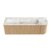 MONDIAZ KURVE-DLUX 145cm Meuble salle de bain avec module 25 D - couleur Oak - 1 tiroir - 1 porte - vasque BIG LARGE gauche - 1 trou de robinet - couleur Frappe SW1137358