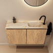 MONDIAZ TURE-DLUX Meuble toilette - 80cm - Washed Oak - EDEN - vasque Frappe - position droite - 1 trou de robinet SW1103068
