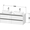 Duravit Ketho 2 meuble sous-lavabo avec plaque console avec 4 tiroirs pour vasque à droite 140x55x56.8cm avec poignées anthracite taupe supermat SW773137