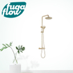 FugaFlow Eccelente Sobrado Ensemble de douche pluie - thermostatique - pommeau 25cm - douchette ronde - Laiton brossé PVD SW1124330