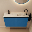 MONDIAZ TURE-DLUX Meuble de toilettes 80 cm Jeans. Lavabo EDEN Ostra position à droite. Avec 1 trou de robinet. SW1104871