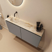 MONDIAZ TURE-DLUX Meuble toilette - 100cm - Smoke - EDEN - vasque Frappe - position gauche - sans trou de robinet SW1103042