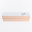 MONDIAZ Vica Ensemble meuble de salle de bains - 190cm - meuble bas rosee - 4 tiroirs - lavabo cloud à droite - sans trous de robinet - version haute 60cm - talc SW1083383