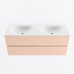 MONDIAZ VICA Ensemble meuble de salle de bains - 120cm - meuble bas rosee- 2 tiroirs - vasque moon double - sans trous de robinet - version haute 60cm - talc SW1080348