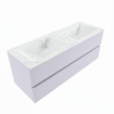 Mondiaz VICA-DLUX ensemble de meuble de salle de bain - 130cm - meuble sous-vasque cale - 2 tiroirs - lavabo encastré cloud double - 2 trous de robinet - version haute de 60cm - opalo SW1090147