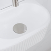 QeramiQ Fuente Ensemble de Lavabo - 40x21.5x12cm - strié - demi-rond - céramique - ensemble de robinet en acier inoxydable brossé - bouchon de vidange - siphon réduit - blanc mat SW1233103