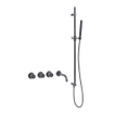 Fortifura Nebbio Badcombinatie-set - thermostaatkraan - glijstang met geïntegreerde wandaansluitbocht - metalen doucheslang - staaf handdouche - uitloop - geborsteld gunmetal PVD SW1238089