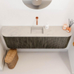Mondiaz JOYA-DLUX 123.2cm toiletmeubel - ronding links en rechts kleur Shadow - Wastafel FAYE positie Midden Zonder kraangat kleur Opalo. SW1422968
