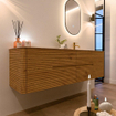 Mondiaz CIRO-DLUX Badkamermeubelset - 170x45x50cm - Solid surface wastafel Arena - 1 wasbak Rechts - 1 kraangat - 4 lades - Oak SW1531384