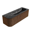 MONDIAZ KURVE-DLUX 135cm Meuble salle de bain avec module 25 G - couleur Walnut - 1 tiroir - 1 porte - vasque BIG MEDIUM droite - 1 trou de robinet - couleur Lava SW1137312