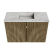 Mondiaz JOYA-DLUX 60cm meuble de salle de bains - couleur Dusk - Vasque FAYE position Milieu 1 trou de robinet couleur Glace. SW1423121