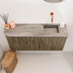 Mondiaz JOYA-DLUX 91.6cm meuble de salle de bains - arrondi gauche couleur Dusk - Vasque FAYE position Droite Sans trou de robinet couleur Oza. SW1426020