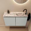 MONDIAZ TURE-DLUX Meuble toilette - 80cm - Greey - EDEN - vasque Glace - position droite - 1 trou de robinet SW1103330