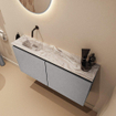 MONDIAZ TURE-DLUX 100cm meuble WC Plata. EDEN lavabo Glace position gauche. Sans trou de robinet. SW1103465