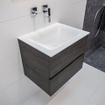 Mondiaz VICAB meuble de salle de bain - 60cm - meuble sous-vasque marron foncé - 2 tiroirs - lavabo CLOUD milieu sans trous de robinet - version XL 60cm de haut SW1089867