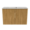 Mondiaz JOYA-DLUX 60cm toiletmeubel - kleur Oak - Wastafel FAYE positie Links 1 kraangat kleur Glace. SW1421995