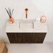 Mondiaz JOYA-DLUX 60cm toiletmeubel - kleur Walnut - Wastafel FAYE positie Midden Zonder kraangat kleur Ostra. SW1422571