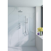 Fortifura Nebbio Ensemble de douche pluie - robinet encastré - corps encastré - barre coulissante - flexible de douche métal - pommeau de douche à main - bras mural 35cm - pomme de douche ronde - chrome SW1237972