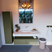 Mondiaz ALAN-DLUX Ensemble de meuble - 120cm - meuble Army mat - 2 tiroirs - Lavabo Cloud Opalo suspendu - vasque Centre - 0 trous de robinet SW806687
