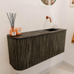 Mondiaz JOYA-DLUX 91.6cm toiletmeubel - ronding links kleur Shadow - Wastafel FAYE positie Rechts Zonder kraangat kleur Lava. SW1422878