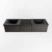MONDIAZ BUKLA 160cm ensemble de meuble avec module 40 couleur Marron foncé avec 3 tiroirs. Lavabo CLOUD double 0 trou de robinet couleur Urban. SW1382174