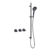 Fortifura Nebbio Ensemble combiné bain - mitigeur thermostatique - barre de glissement avec coude mural intégré - flexible de douche métallique - douchette ronde - Remplissage-vidage de baignoire - PVD gunmetal brossé SW1238049