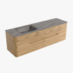 Mondiaz CIRO-DLUX Badkamermeubelset - 160x45x50cm - Solid surface wastafel Oza - 1 wasbak Links - zonder kraangaten - 4 lades - Oak SW1531131