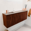 Mondiaz JOYA-DLUX 111.6cm meuble de salle de bains - arrondi droit couleur Ruby - Vasque FAYE position Gauche 1 trou de robinet couleur Saba. SW1425625