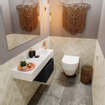MONDIAZ ANDOR Toiletmeubel - 100x30x30cm - 1 kraangat - 1 lades - urban mat - wasbak rechts - Solid surface - Wit SW473947