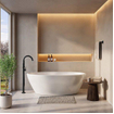 Baignoire îlot Wiesbaden Oval 170 x 78 cm acrylique mat blanc avec bonde mat blanc SW295949