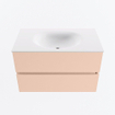 MONDIAZ VICA Ensemble meuble de salle de bains - 80cm - meuble bas rosee - 2 tiroirs - lavabo moon central - 1 trou de robinet - version haute 60cm - talc SW1081133