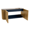 Mondiaz JOYA-DLUX Meuble de salle de bains 91,6cm - arrondi gauche couleur Chêne - Vasque FAYE position Droite 1 trou de robinet couleur Arena SW1423897