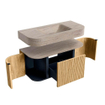 MONDIAZ THOR-DLUX 100cm badmeubel ronding links + rechts kleur Oak met 1 lade en 2 deuren. Vrijhangende wastafel CLOUD Midden 1 kraangat kleur Saba. SW1467554