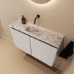 MONDIAZ TURE-DLUX Meuble toilette - 80cm - Linen - EDEN - vasque Glace - position centrale - sans trou de robinet SW1103356