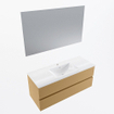 Mondiaz VICA ensemble de meuble de salle de bain - 120cm - meuble sous-vasque oro - 2 tiroirs - lavabo denia milieu - 1 trou de robinet - couleur Blanc Brillant - miroir LED - version XL 60cm de haut SW1092026