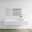 Mondiaz Lagom Meuble salle de bains 190x30.9x45cm Solid Surface Talc 2 tiroirs avec lavabo BINX vasque à poser Droite sans trous de robinet SW409086