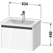 Duravit Ketho 2 meuble sous-lavabo avec 1 tiroir 63,4x45,5x44cm avec poignée anthracite Linnen mat SW773061