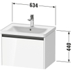Duravit ketho 2 meuble sous lavabo avec 1 tiroir 63.4x45.5x44cm avec poignée anthracite basalte mate SW771974