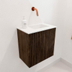 Mondiaz JOYA 40cm toiletmeubel - kleur Walnut - Wastafel FAYE positie Rechts Zonder kraangat kleur Talc. SW1421242