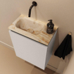 MONDIAZ TURE-DLUX Meuble toilette - 40cm - Linen - EDEN - vasque Frappe - position gauche - sans trou de robinet SW1102855