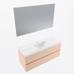 Mondiaz VICA ensemble de meuble de salle de bain - 120cm - meuble sous-vasque rosee - 2 tiroirs - lavabo denia milieu - 1 trou de robinet - couleur Blanc Brillant - miroir LED - version XL 60cm haut SW1092003