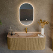 MONDIAZ KURVE-DLUX Meuble de salle de bains 120cm arrondi Gauche + Droite couleur Dusk avec 1 tiroir et 2 portes. Lavabo BIG SMALL Central 1 trou de robinet Arena. SW1431347