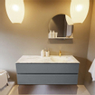 MONDIAZ VICA-DLUX Ensemble meuble de salle de bains - 130cm - meuble bas plata- 2 tiroirs - lavabo encastré cloud à droite - 1 trou de robinet - version haute 60cm - glace SW1088297