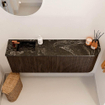 Mondiaz JOYA-DLUX 111.6cm toiletmeubel - ronding rechts kleur Walnut - Wastafel FAYE positie Links 1 kraangat kleur Lava. SW1422504